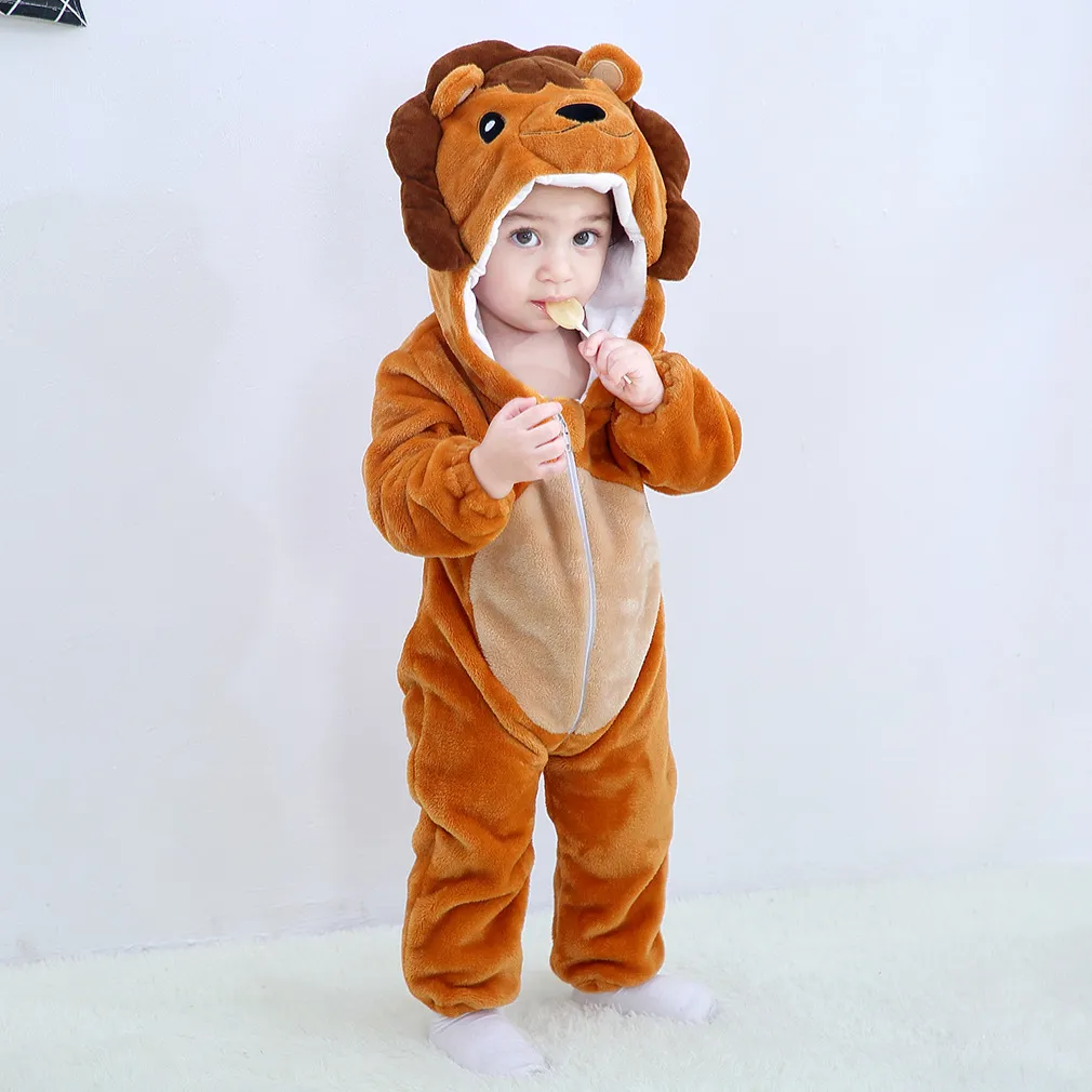 Combinaison Bébé Animal Onesie Pyjama Déguisement Halloween – Flanelle Douce Chaud, Fermeture Éclair, Tailles 0-4 Ans