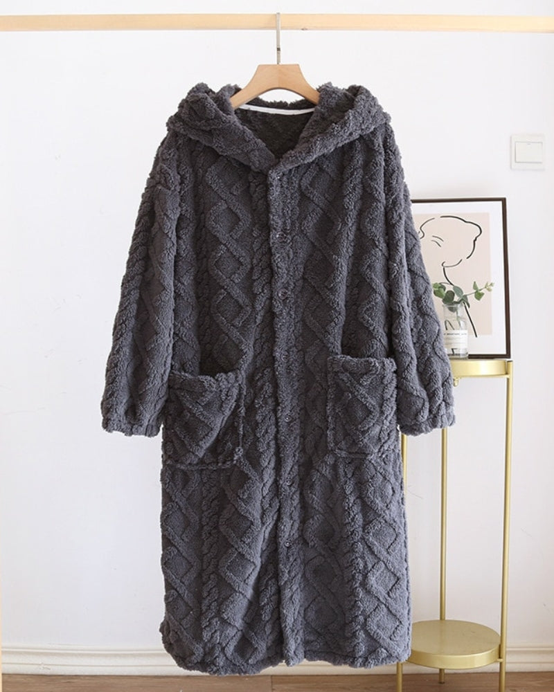 Peignoir robe de chambre brodé en Courtelle - Bleu - Femme - 0.00 Peignoir robe de chambre brodé en Courtelle - Bleu - Femme - 0.00