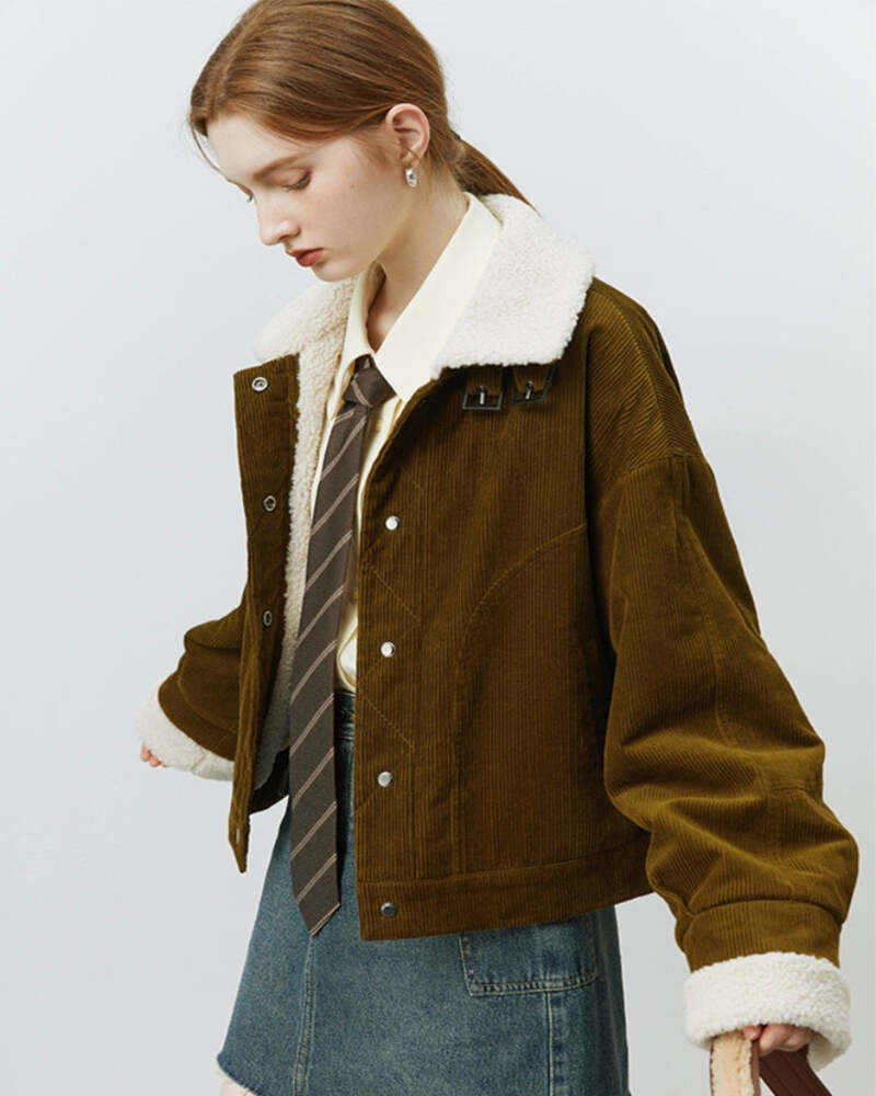 Veste Velours Côtelé Col Mouton