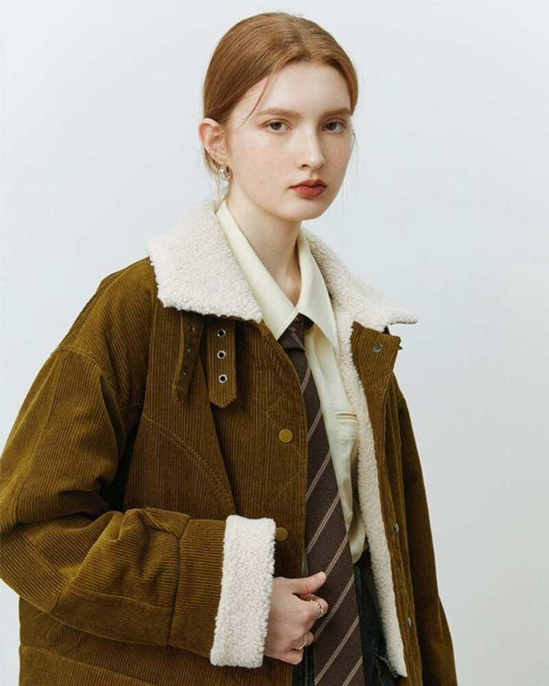 Veste Velours Côtelé Col Mouton