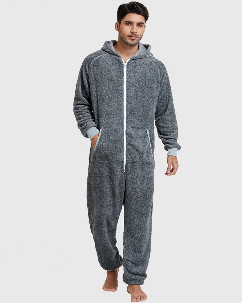 Grenouillère homme, pyjama chaud en polaire