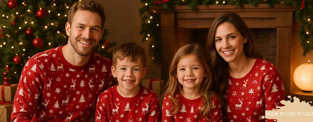 Pyjama Familial Assorti De Noël Flocon De Neige élan Pour Enfants Et Adultes