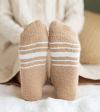 Chaussettes Pilou Rayées Beige