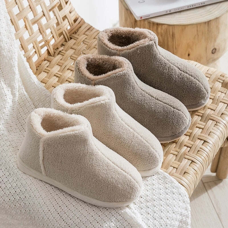 Chaussons Femme Hiver Pantoufle Peluche Fourrure Chaussons Chaudes De La Maison Pantoufles Bout Ouvert Slippers, Noir, 35/36 EU