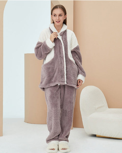 Ensemble pyjama d'hiver épais pilou pilou pour femme